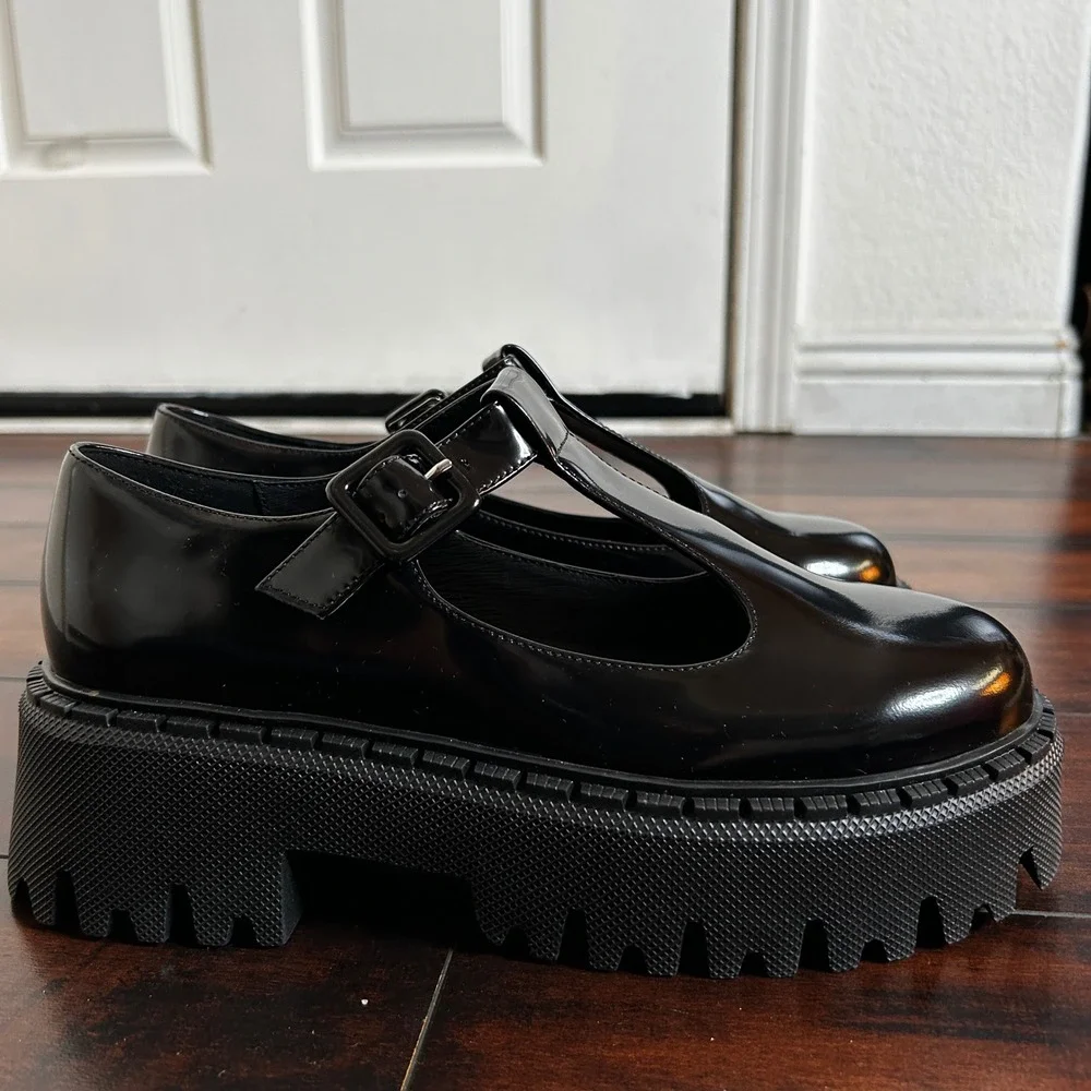 $218 Intentionally Blank Pears Leather Mary Jane 10 Chunky Platform Goth Grunge